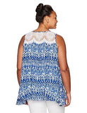 Plus Size Lace Yoke Top, Print, 3X