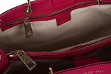 Leather Handbag Shopping Bag Purse Bamboo Fucsia