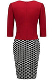 Creti Fashion 3/4 Sleeve Wear To Work Empire Waist Floral Dress S, Red
