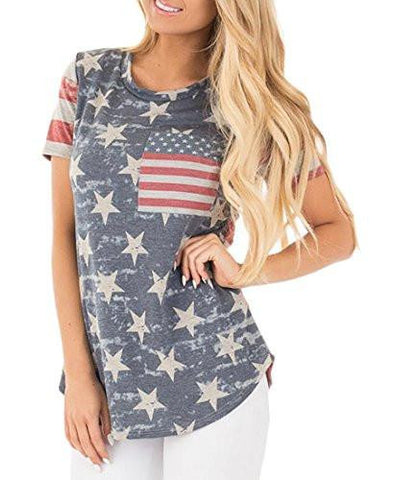 M2Mo Summer Short Sleeve American Flag Print Tshirt Tee Aspic Us Xl