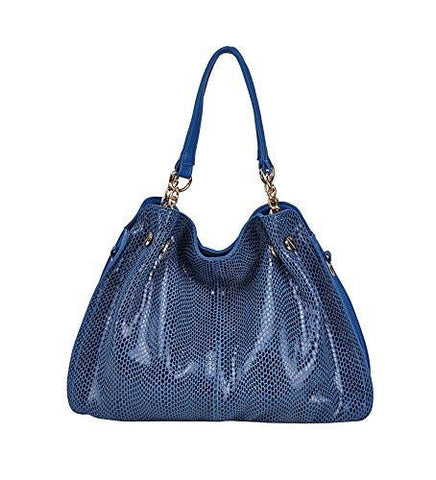 Fashion Brands Handbags Shoulder Bag Snake Pattern Genuine Leather Messenger Bag Luxury Tote Cowhide Paillette Ba021 Color Blue