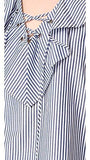 Ella Moss Azur Stripe Ruffle Blouse, Navy Stripe, Medium