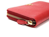 Wiberlux Prada Metal Logo Detail Ziparound Real Leather Long Wallet One Size Red