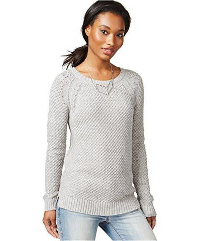 Cable Knit Raglan Sweater Large, Grey