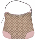 Large Canvas Leather Bree Hobo Purse Beigepink