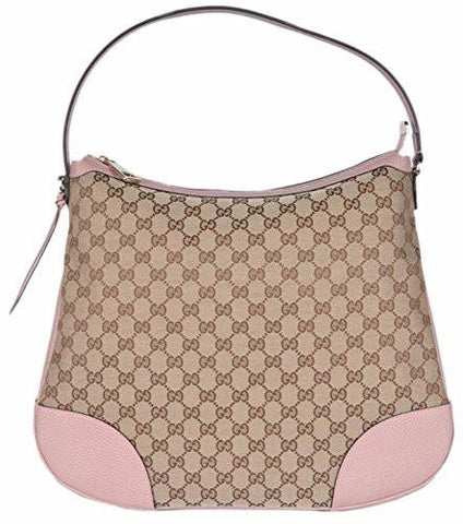 Large Canvas Leather Bree Hobo Purse Beigepink