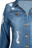 Button Down Long Sleeve Classic Outerwear Denim Jacket