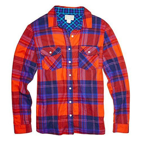 Plaid Flannel Button Down Xsmall Blue Multi 12187C44
