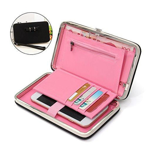 Phone Clutch Walletcharminer Phone Package Bow Long Section Clutch 55 Inch Phone Wallets Case Hasp Long Purse Clutches Leather Wallet For Iphone Samsung Black