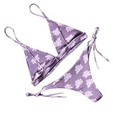 Mooskini Sexy Floral Printing Swimwear Two Piece Brazilian Top Bikini Set For Lus Size 68 Purple