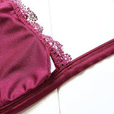 Mooskini Padded Push Up Bikini Set Lace Ruffled Deep V Neck Bathing Suits Swimwear Sus Size 24 Red