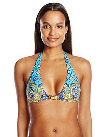 Corsica Sexy Bucklefront Halter Swimsuit Bikini Top Turquoise 10