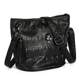 Fashion Shoulder Bag Skull Face Studs Punk Rivet Lady Messenger Pu Leather Goth Coressbaby Bags Tassels Vintage Style