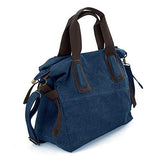 Denim Blue Canvas Material Double Top Handle Large Shopper Tote Handbag