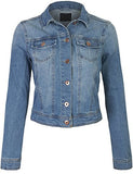 Kogmo Classic Long Sleeve Cropped Basic Denim Jacket Mlight_Blue