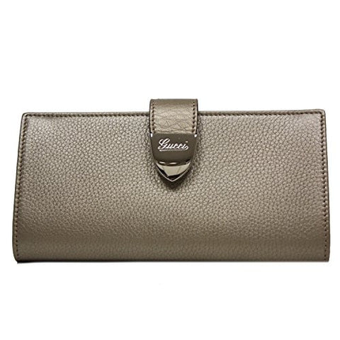 Signoria Buckle Beige Gold Metallic Leather Continental Wallet For 231837