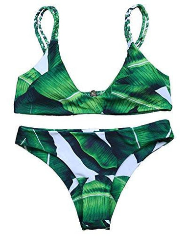 Mooskini Printed Leaf Bikini Set Swimsuit S Leaf1