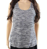 Large Scoop Neck Marled Knit Tank Top Gray L
