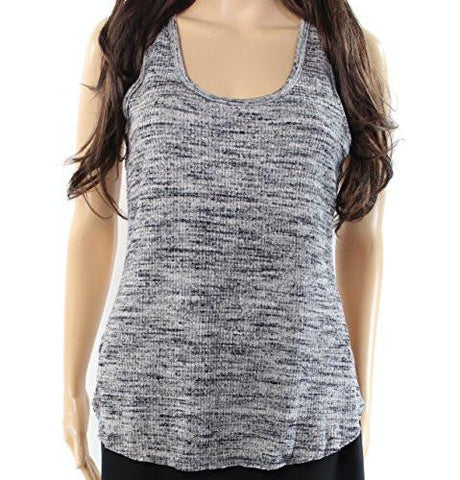 Large Scoop Neck Marled Knit Tank Top Gray L