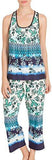 Lace Racerback Pajama Set Large Blue Multi