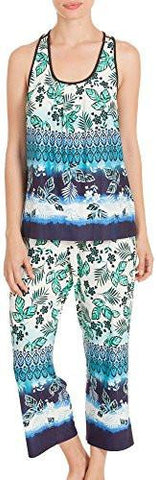 Lace Racerback Pajama Set Large Blue Multi