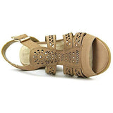 Louisaa Open Toe Wedged Sandals Dark Taupe Size 8