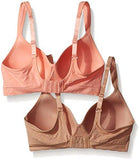 Ellen Tracy Seamless Jacquard No Wire Bra, Peach Fizz/Sun Beige, 34D 2 Pack