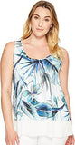 Plus Plus Size Tropical Sheer Hem Tank Top Print Tank Top