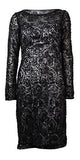 Sequined Mesh Overlay Dress 2, Black