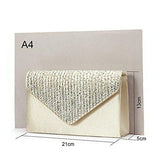 Jubins Ladies Large Evening Satin Bridal Diamante Ladies Clutch Bag Party Prom Envelope Champagne