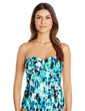 Kenneth Cole New York Floral Explosion Bandeau Tankini Teal Medium