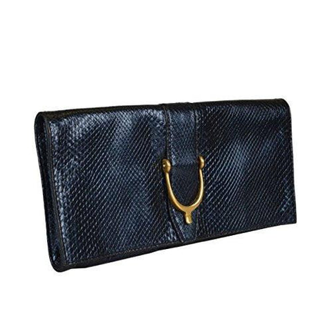 Blue Python Skin Clutch Handbag Bag