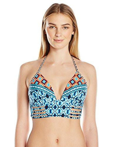 Kenneth Cole York Tribe Vibes Push Up Midkini Bra Bikini Top With Side Strapping Multi 36 Bc