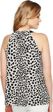 Ellen Tracy Tie Neck Halter Cheetah/Beach Combo Tank Top