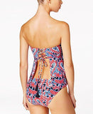 Michael Michael Kors Angelina Open Back Laceup Bandini Top Red Blaze Swimwear