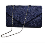 Road Evening Clutch Floral Lace Envelope Clutch Purses Elegant Handbags For Wedding And Party Blue