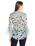 Flare Sleeve Shirttail Top, Print, S