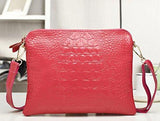 Crocodile Clutch Messenger Bags Handbags Genuine Leather Solid Shoulder Burgundy Color