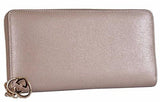 Metallic Taupe Charm Shine Lovely Zip Around Clutch Wallet