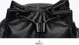 Black Backpack Washed Leather Punk Preppy Style Shoulder Bag School Bags Girls Travel Casual Waterproof Rivet Snowflake