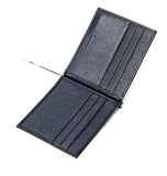 Wiberlux Prada Metal Logo Detail Twotone Real Leather Money Clip Wallet One Size Black_Navy