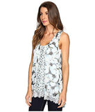 Lace Hem Tank Top Print Shirt