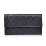 Gg Ssima Black Leather Continental Wallet Clutch