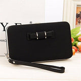 Phone Clutch Walletcharminer Phone Package Bow Long Section Clutch 55 Inch Phone Wallets Case Hasp Long Purse Clutches Leather Wallet For Iphone Samsung Black