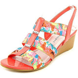 Johane Open Toe Casual Fabric Wedged Sandals, Pink, Size 5.5