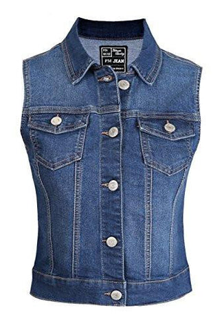 Denim Vest Stretchy Nice Stone Washed W Hand Sanding Medium S