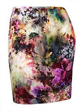 Karen Kane Watercolor Floral Crepe Pencil Skirt L, Print