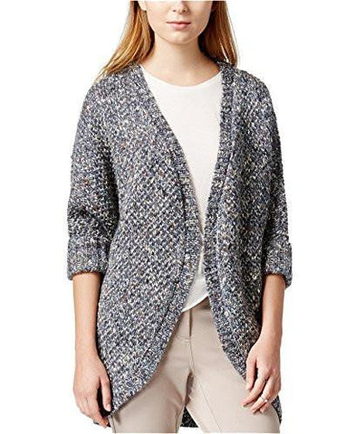 Wool Blend Marled Cardigan Sweater Blue M