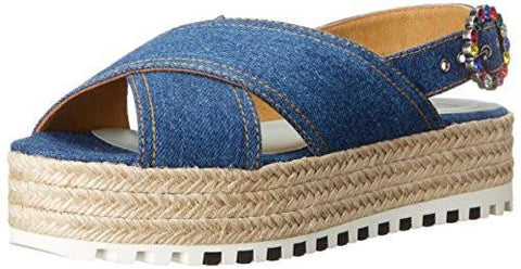 Marc Jacobs Beverley Espadrille Denim Platform Sandal Denim 38 Eu8 M Us