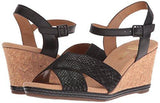 Helio Latitude Wedge Sandal Black Leather 7 M Us